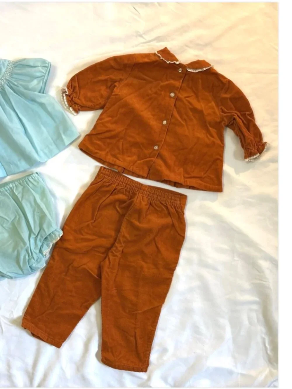 Vintage 2T Girls Baby Clothes 70s Corduroy Outfits  Winter & Summer Embroidered